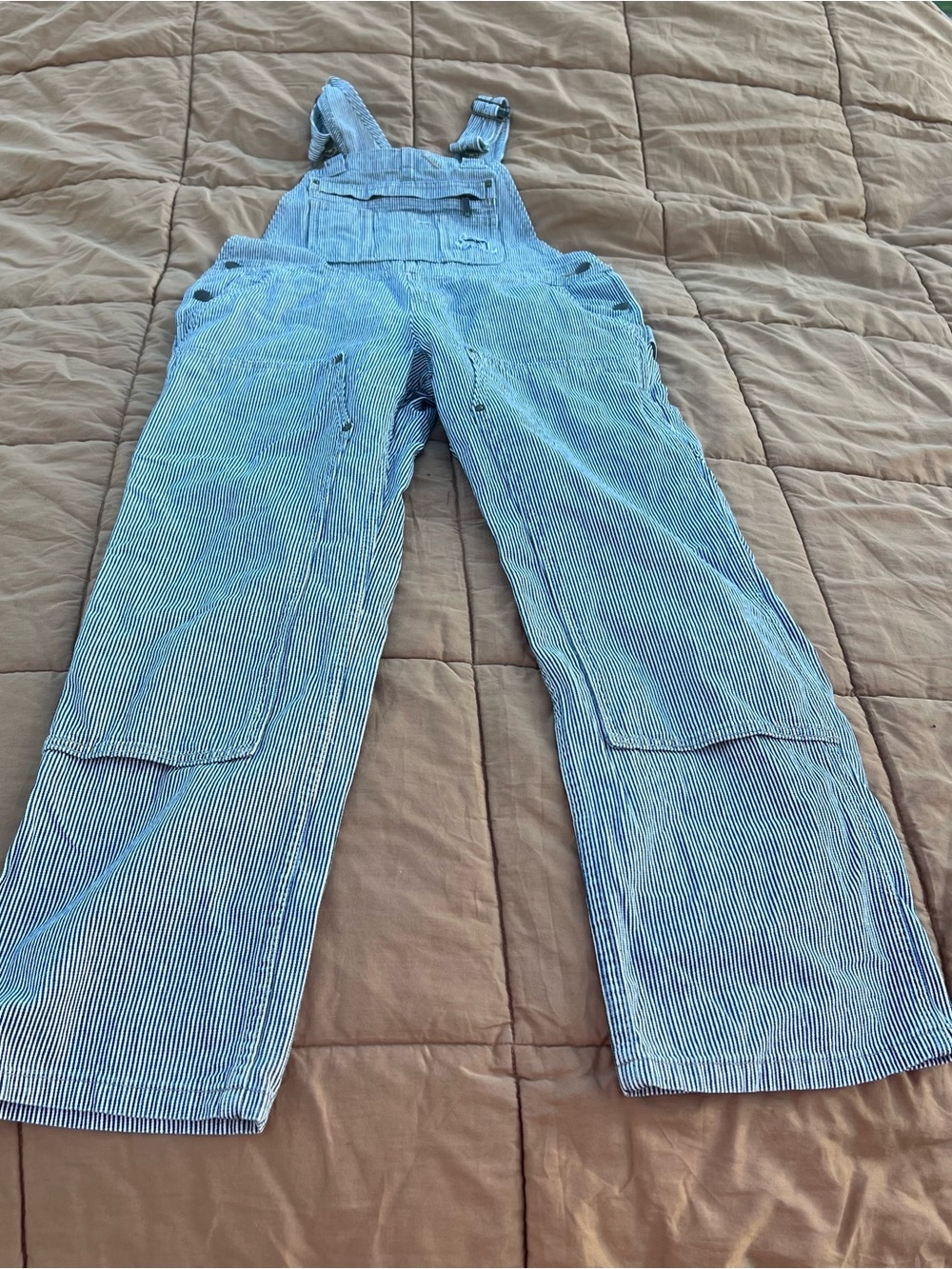 Carhartt Women's Blue and White Striped Overalls